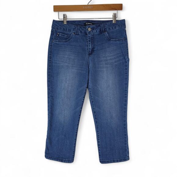 Chicos Jeans Womens 0 (30x20) Blue Crop Capri Stretch Denim Bling - Picture 1 of 9